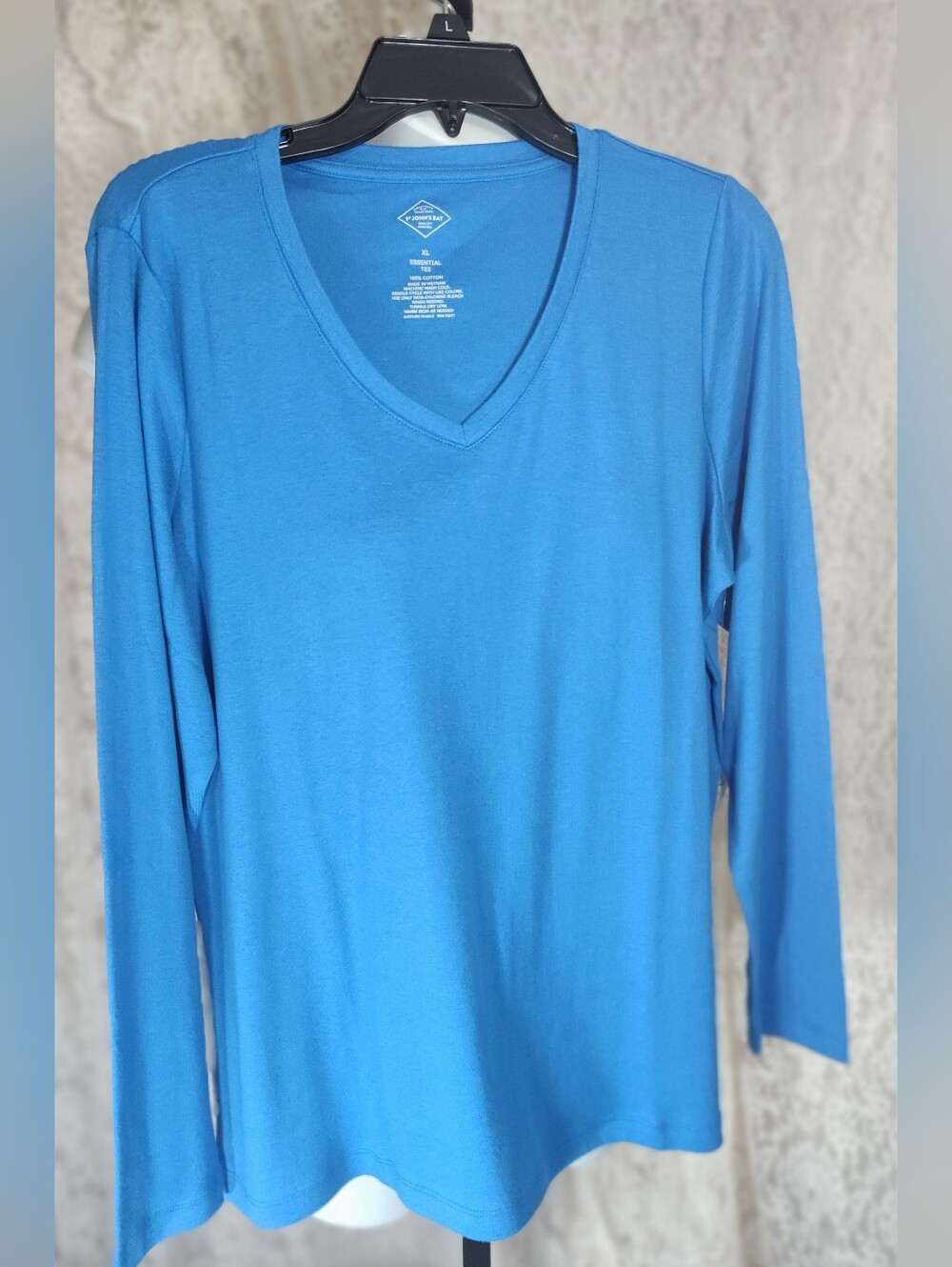 St. John's Bay Bright Blue V-Neck Long Sleeve Top